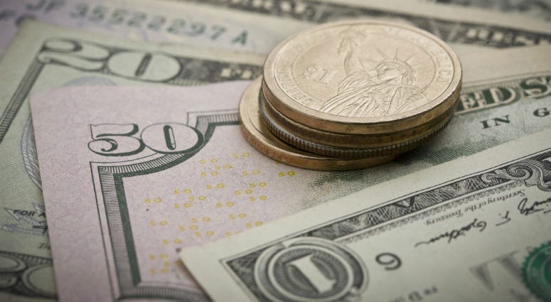 Cash,Banknotes and coins from Unites States of America. Cash