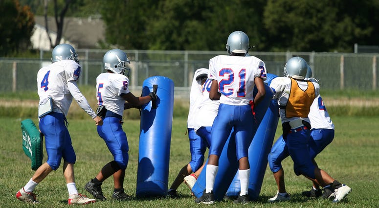 Football practice. Football practice.
