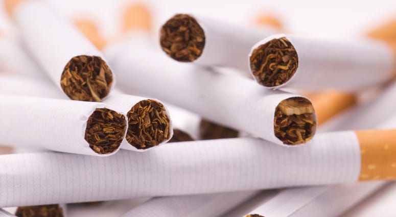Close-up of cigarettes on a pile Cigarettes