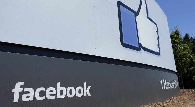 This July 16, 2013 file photo shows a sign at Facebook headquarters in Menlo Park, Calif. This July 16, 2013 file photo shows a sign at Facebook headquarters in Menlo Park, Calif.