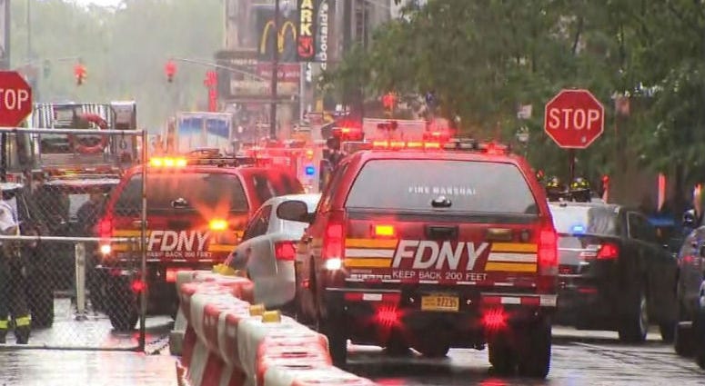 The FDNY responds to a helicopter crash on the roof of a Midtown building in New York City. The FDNY responds to a helicopter crash on the roof of a Midtown building in New York City.