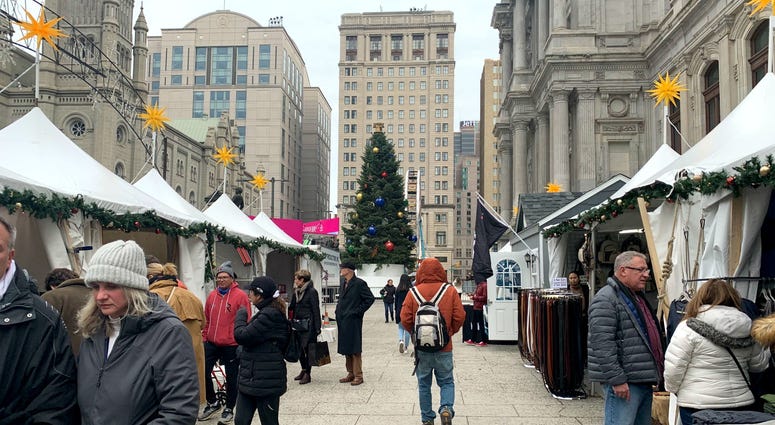 Shoppers at the pop-up holiday markets in Center City. Shoppers at the pop-up holiday markets in Center City.
