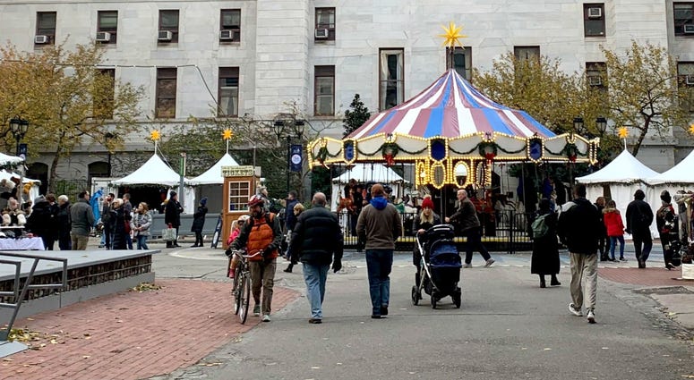 Visitors at the pop-up holiday markets in Center City. Visitors at the pop-up holiday markets in Center City.