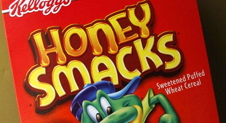 This June 25, 2010, file photo shows a box of Kellogg's Honey Smacks in Mt. Lebanon, Pa. This June 25, 2010, file photo shows a box of Kellogg's Honey Smacks in Mt. Lebanon, Pa.