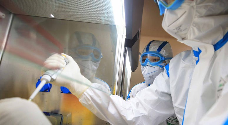 Laboratory technicians test samples of virus at a laboratory in Hengyang in China's central Henan province. Laboratory technicians test samples of virus at a laboratory in Hengyang in China's central Henan province.