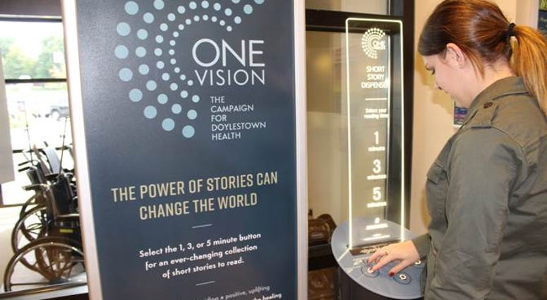 Doylestown Hospital offers free short stories from a dispenser. Doylestown Hospital offers free short stories from a dispenser.