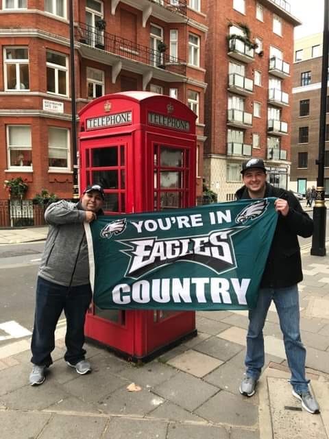 Eagles fans flock to London for a game against the Jacksonville Jaguars. Eagles fans in London.
