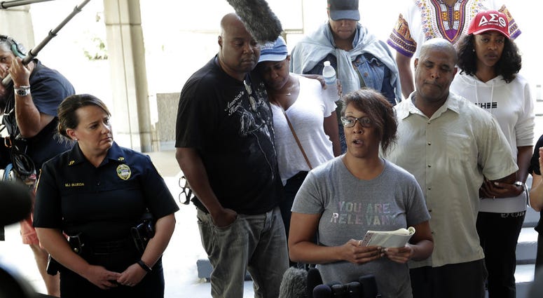 Family members of victims of Sunday's mass shooting speak at a press conference Monday, Aug. 27, 2018, in Jacksonville, Fla. Family members of victims of Sunday's mass shooting speak at a press conference Monday, Aug. 27, 2018, in Jacksonville, Fla.