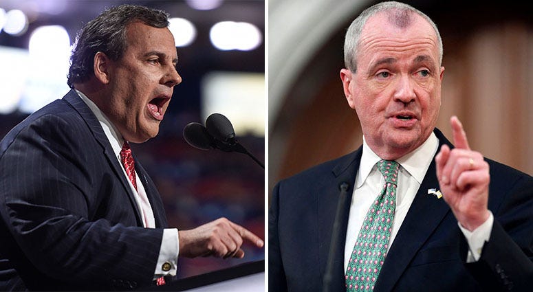Former New Jersey Gov. Chris Christie (left) and current Gov. Phil Murphy Chris Christie and Phil Murphy