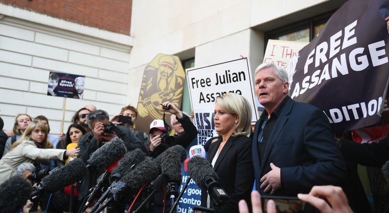 Kristinn Hrafnsson, Editor-in-chief of WikiLeaks and barrister Jennifer Robinson speak to the media outside Westminster Magistrates' Court in London, after WikiLeaks founder Julian Assange was arrested. Kristinn Hrafnsson, Editor-in-chief of WikiLeaks and barrister Jennifer Robinson speak to the media outside Westminster Magistrates' Court in London, after WikiLeaks founder Julian Assange was arrested.