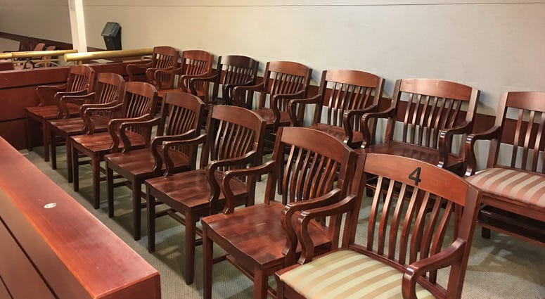 The jury box at the Criminal Justice Center in Philadelphia Criminal Justice Center in Philadelphia