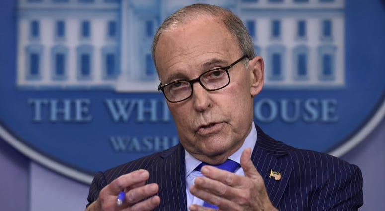 In this June 6, 2018, photo, Senior White House economic adviser Larry Kudlow speaks during a briefing at the White House in Washington. Senior White House economic adviser Larry Kudlow