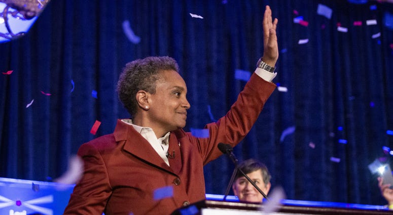 Lori Lightfoot celebrates at her election night rally at the Hilton Chicago after defeating Toni Preckwinkle in the Chicago mayoral election, Tuesday, April 2, 2019. Lori Lightfoot celebrates at her election night rally at the Hilton Chicago after defeating Toni Preckwinkle in the Chicago mayoral election, Tuesday, April 2, 2019.