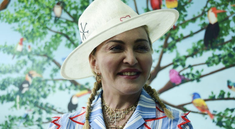 In this July 16, 2018 file photo, U.S. singer Madonna speaks to the press at a news conference in Blantyre, Malawi. In this July 16, 2018 file photo, U.S. singer Madonna speaks to the press at a news conference in Blantyre, Malawi.