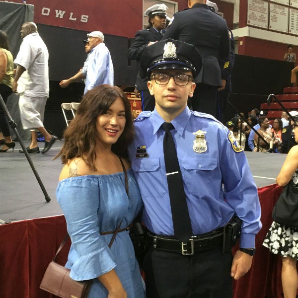 Police Academy valedictorian Michael Wolf with his girlfriend Kailey Police Academy valedictorian Michael Wolf with his girlfriend Kailey