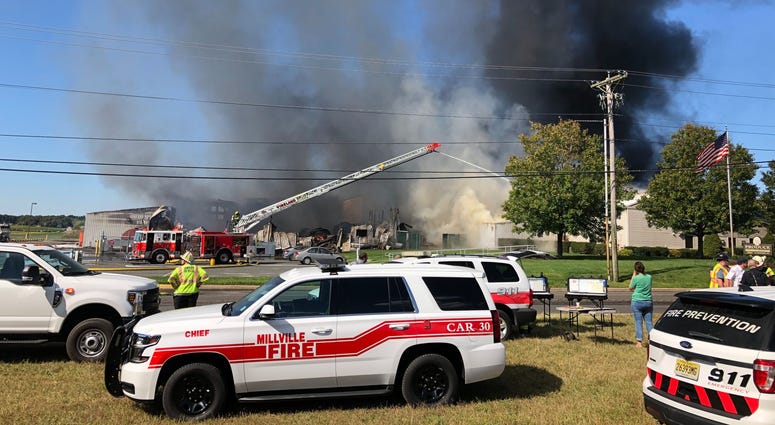 A fire at a produce packing plant on Lebanon Rd in Millville. A fire at a produce packing plant on Lebanon Rd in Millville.