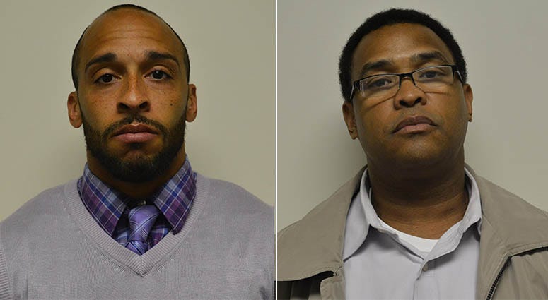 Former guards Alfred Gregory Jr. and Darrin Collins were convicted by a jury of abusing their authority by mistreating an inmate. From left: Alfred Gregory Jr. and Darrin Collins
