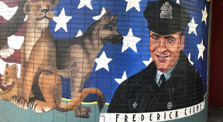The mural at Fred Cione Playground. Fred Cione Playground