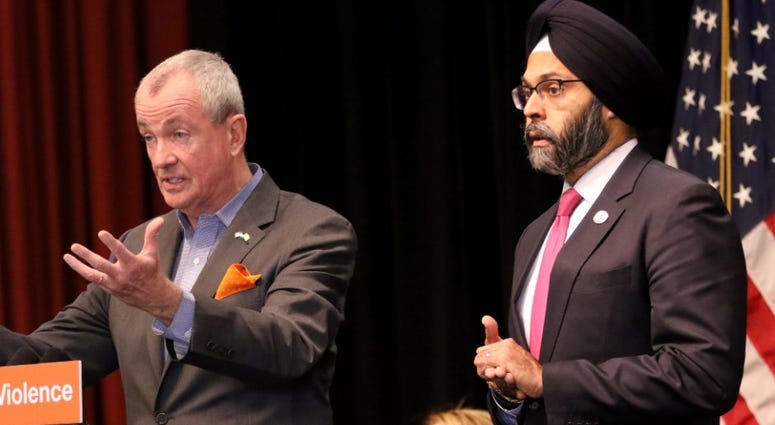 Gov. Phil Murphy and Attorney General Gurbir Grewal are shown in Jersey City. Gov. Phil Murphy and Attorney General Gurbir Grewal are shown in Jersey City.