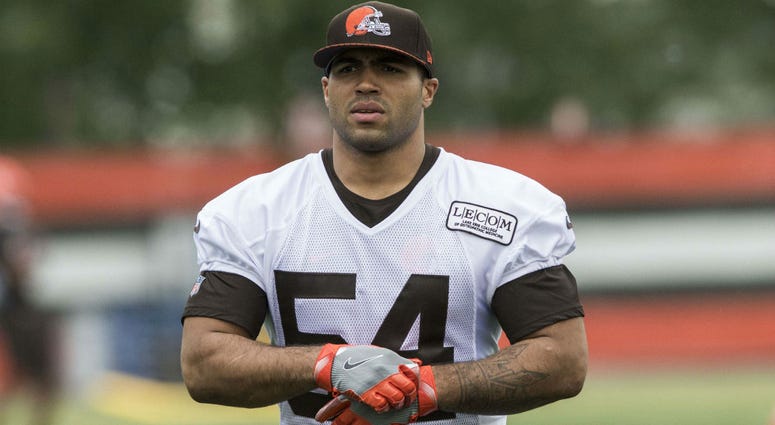 Cleveland Browns linebacker Mychal Kendricks (54) leaves the field after minicamp at the Cleveland Browns training facility. Cleveland Browns linebacker Mychal Kendricks (54) leaves the field after minicamp at the Cleveland Browns training facility.