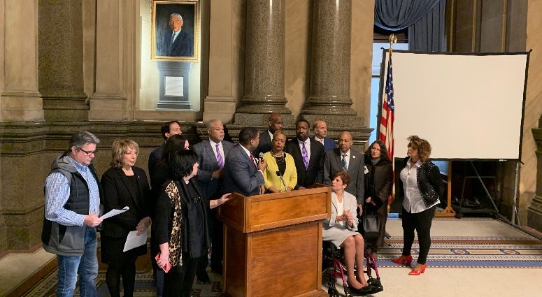 Neighbors joined a dozen state lawmakers and City Councilmembers at a news conference to announce three separate bills aimed at safe injection sites.