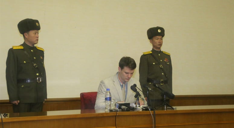Otto Frederick Warmbier, a 21-year-old undergraduate student of commerce from Virginia University of the U.S., speaks during a news conference in Pyongyang. Otto Frederick Warmbier, a 21-year-old undergraduate student of commerce from Virginia University of the U.S., speaks during a news conference in Pyongyang.