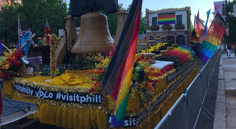 Visit Philly's "The road to Stonewall" float from the Philadelphia Pride Parade and WorldPride March is among the floats in the Independence Day parade. Visit Philly's "The road to Stonewall" float from the Philadelphia Pride Parade and WorldPride March is among the floats in the Independence Day parade.