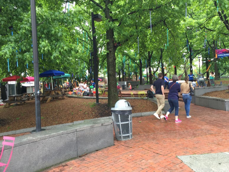 The weather didn't dampen the spirits of people celebrating Memorial Day at Penn's Landing. The weather didn't dampen the spirits of people celebrating Memorial Day at Penn's Landing.