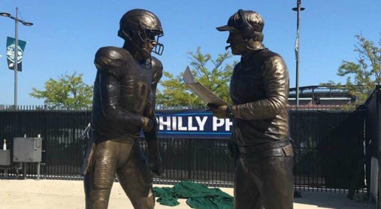 Bud Light unveils a brand new "Philly Philly" statue at Lincoln Financial Field. Philly Philly Statue