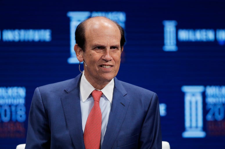 Financier Michael Milken leads a discussion at the Milken Institute Global Conference in Beverly Hills, Calif., on April 30, 2018. Financier Michael Milken leads a discussion at the Milken Institute Global Conference in Beverly Hills, Calif., on April 30, 2018.