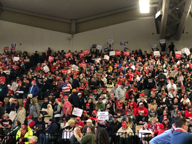At the Wildwoods Convention Center, where President Trump is rallying. At the Wildwoods Convention Center, where President Trump is rallying.