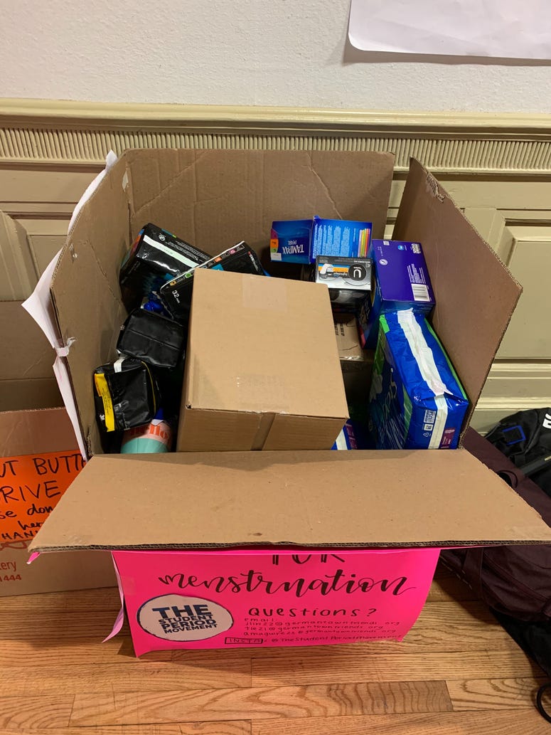 The Student Period Movement is using collection drives to open a conversation about menstruation. The Student Period Movement is using collection drives to open a conversation about menstruation.