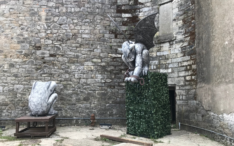 Terror Behind the Walls' two iconic smoke-breathing gargoyles, named Frank and Carson, will be available for selfies this year. Terror Behind the Walls