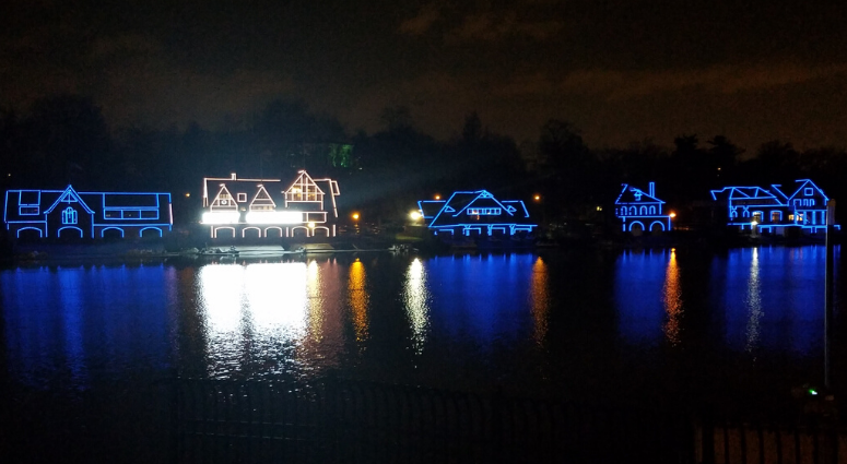 Hanukkah lights at Boathouse Row Hanukkah lights at Boathouse Row