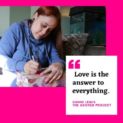 Danni Lewis. Danni Lewis writing notes.