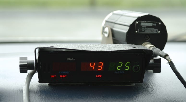 Police speed radar unit in police car. Police Radar
