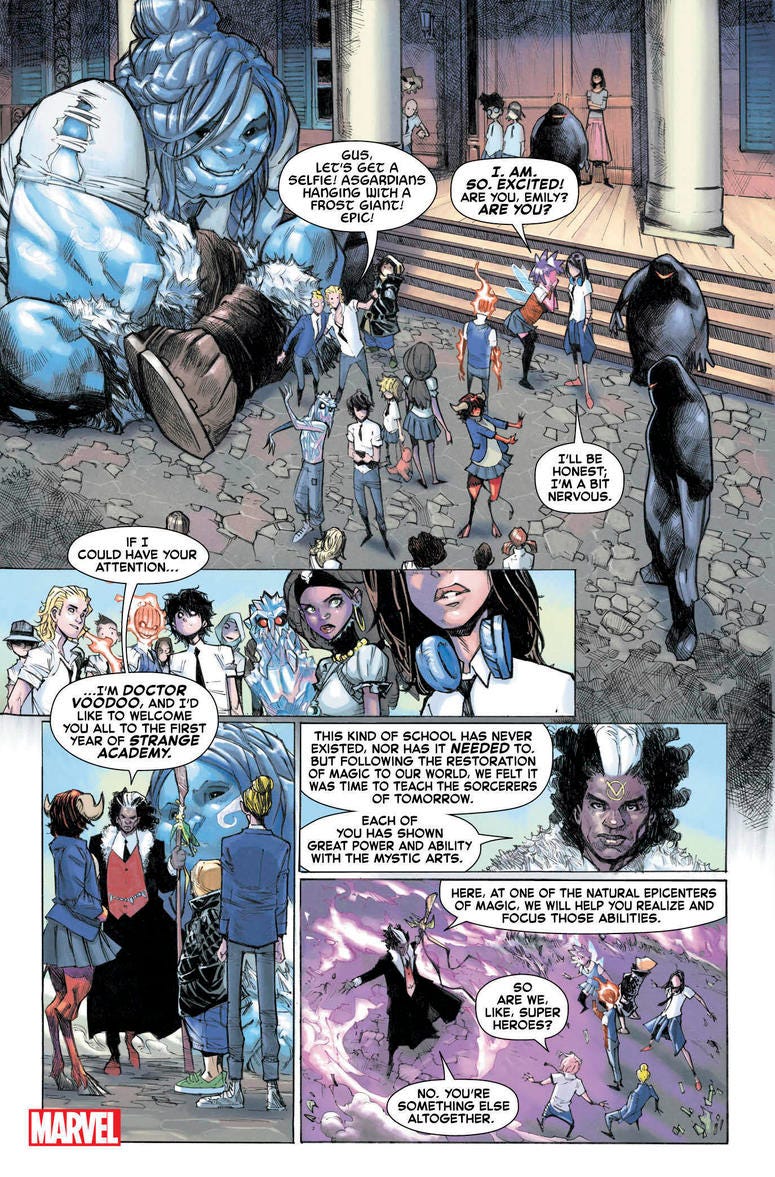 A page from the upcoming "Strange Academy" comic book. A page from the upcoming "Strange Academy" comic book.