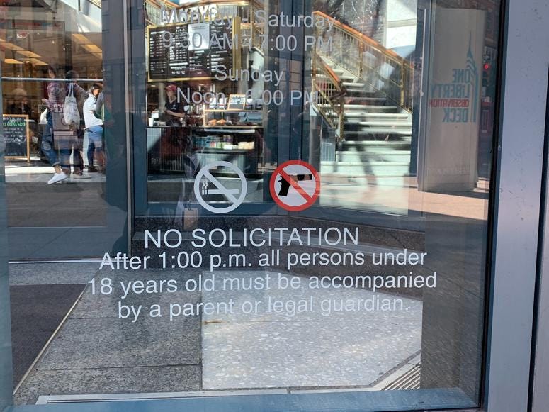 Liberty Place and some fast-food restaurants have also put entrance restrictions in place. Liberty Place and some fast-food restaurants have also put entrance restrictions in place.