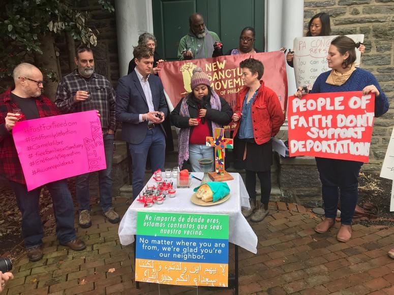 Hernandez has lived inside Germantown Mennonite Church for nearly a year. Hernandez has lived inside Germantown Mennonite Church for nearly a year.