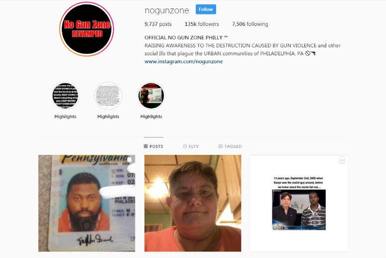 Screenshot of No Gun Zone Instagram account. Screenshot of No Gun Zone Instagram account.