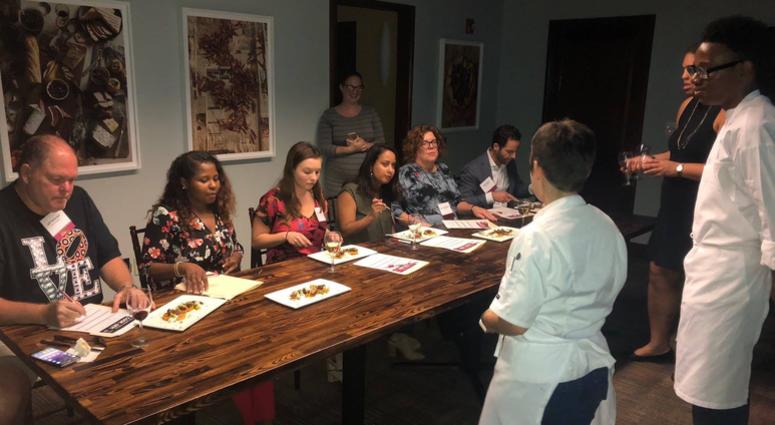Judges taste an appetizer at the Great Philly Cook Off. Great Philly Cook Off