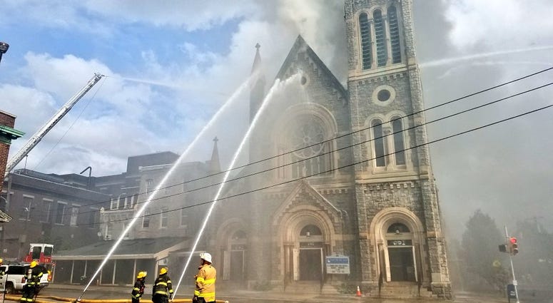 A West Philly church was set ablaze Aug. 27, 2019, in a massive three-alarm fire. West Philly church on fire