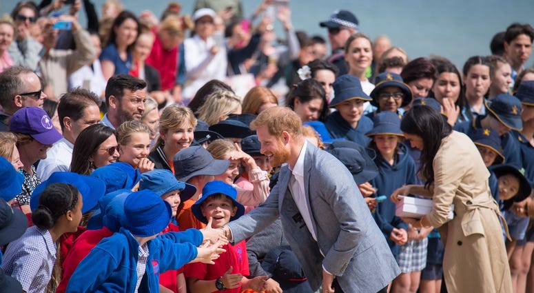 10/19/2018 - The Duke and Duchess of Sussex meet crowds on South Melbourne Beach during their visit to Melbourne, on the third day of the royal couple's visit to Australia. 10/19/2018 - The Duke and Duchess of Sussex meet crowds on South Melbourne Beach during their visit to Melbourne, on the third day of the royal couple's visit to Australia.