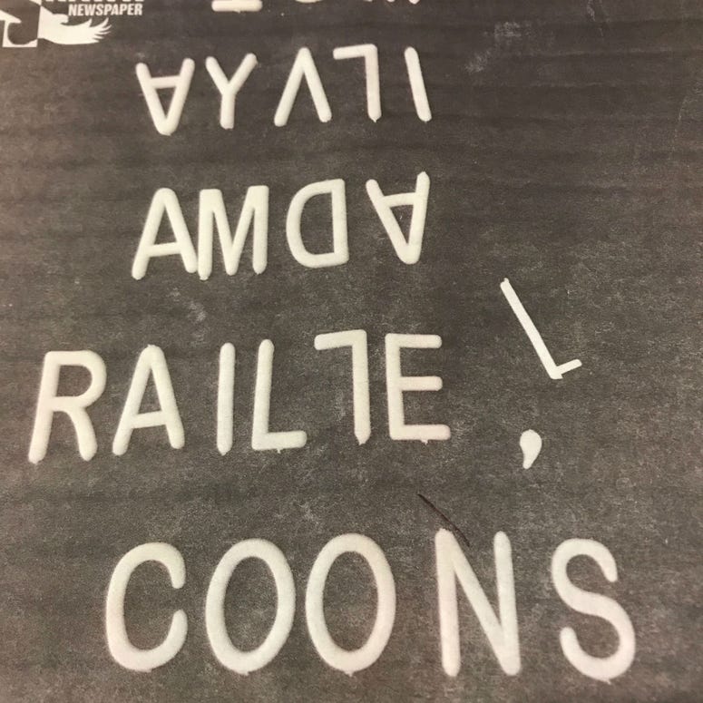 An image of Alyvia Benson and Camille Lodugon's letter board as it appeared in the student newspaper. An image of Alyvia Benson and Camille Lodugon's letter board as it appeared in the student newspaper.