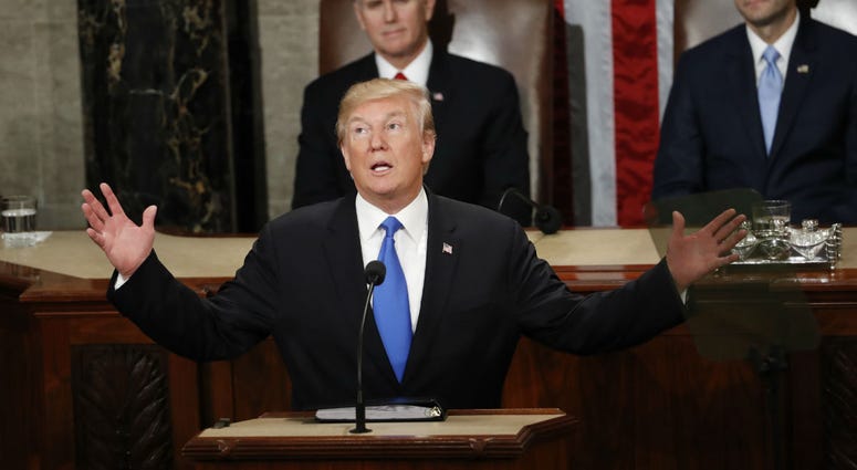 In this Jan. 30, 2018 file photo, President Donald Trump delivers his State of the Union address to a joint session of Congress on Capitol Hill in Washington. In this Jan. 30, 2018 file photo, President Donald Trump delivers his State of the Union address to a joint session of Congress on Capitol Hill in Washington.