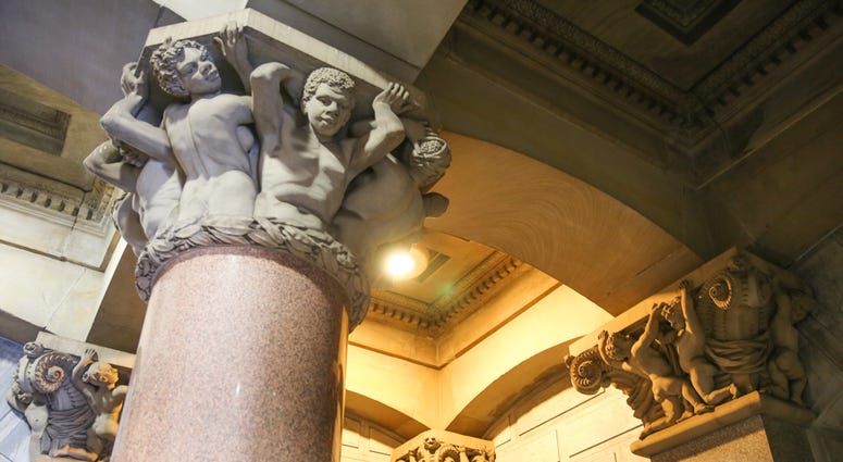 Sculptures around Philadelphia's City Hall by Alexander Milne Calder. Sculptures around Philadelphia's City Hall by Alexander Milne Calder.