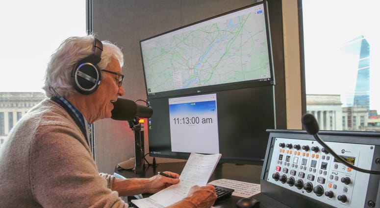 Sam Clover on duty in the brand new KYW Traffic Center. Sam Clover on duty in the brand new KYW Traffic Center.