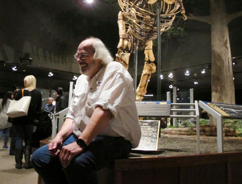 Jack Horner sits under Montana's T-Rex in the Museum of the Rockies in Bozeman, Mont. Jack Horner sits under Montana's T-Rex in the Museum of the Rockies in Bozeman, Mont.