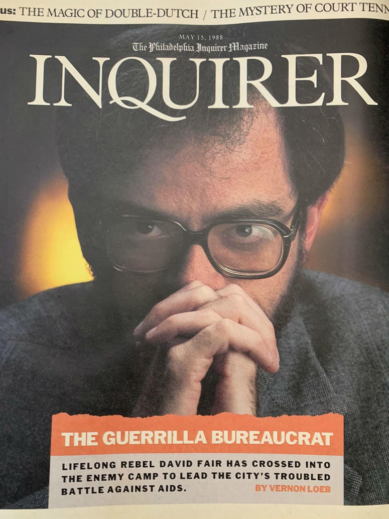 Cover of Philadelphia Inquirer Magazine featuring David Fair in 1988. Cover of Philadelphia Inquirer Magazine featuring David Fair in 1988.