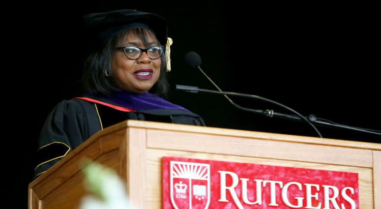 Anita Hill addresses graduates of the Rutgers Camden Law School. Anita Hill